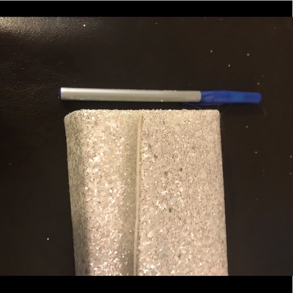 White Chunky Glitter Structured Clutch Bag - Picture 7 of 7